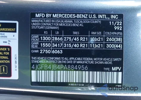 2023 Mercedes-Benz Gle 350 z USA, uszkodzony, nr VIN 4JGFB4JB4PA884956